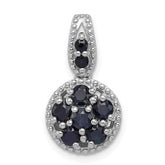 Sterling Silver Rhodium-plated & Sapphire Circle Pendant